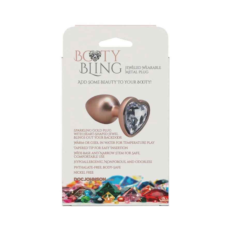 Booty Bling Metal Heart Plug - Small - Gold