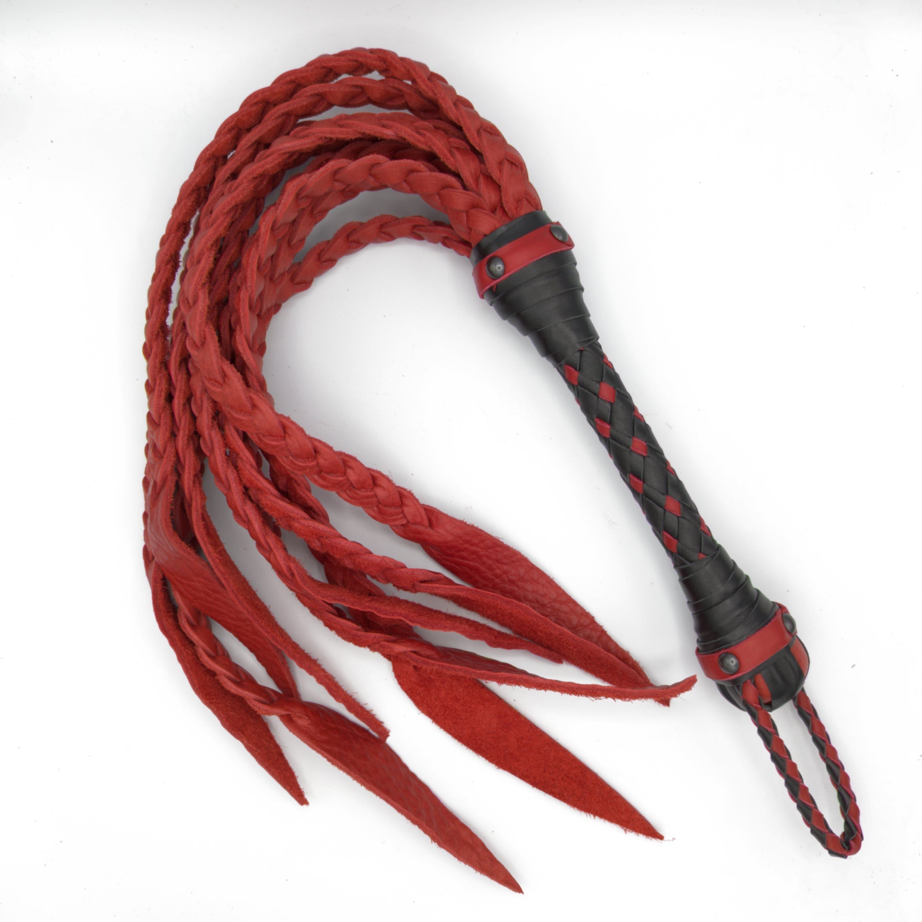 Flat Braided Cat-o-Nine Style Bullhide Leather Flogger - Custom Braided Flogger