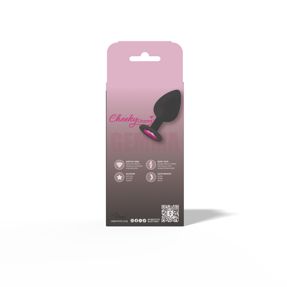 Gemma Pink Gem Black Silicone Plug - Large