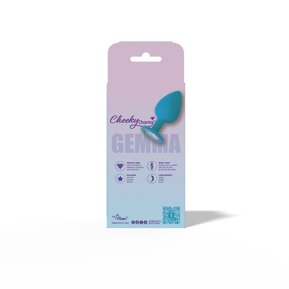 Gemma Clear Iridescent Gem Teal Silicone Plug - L
