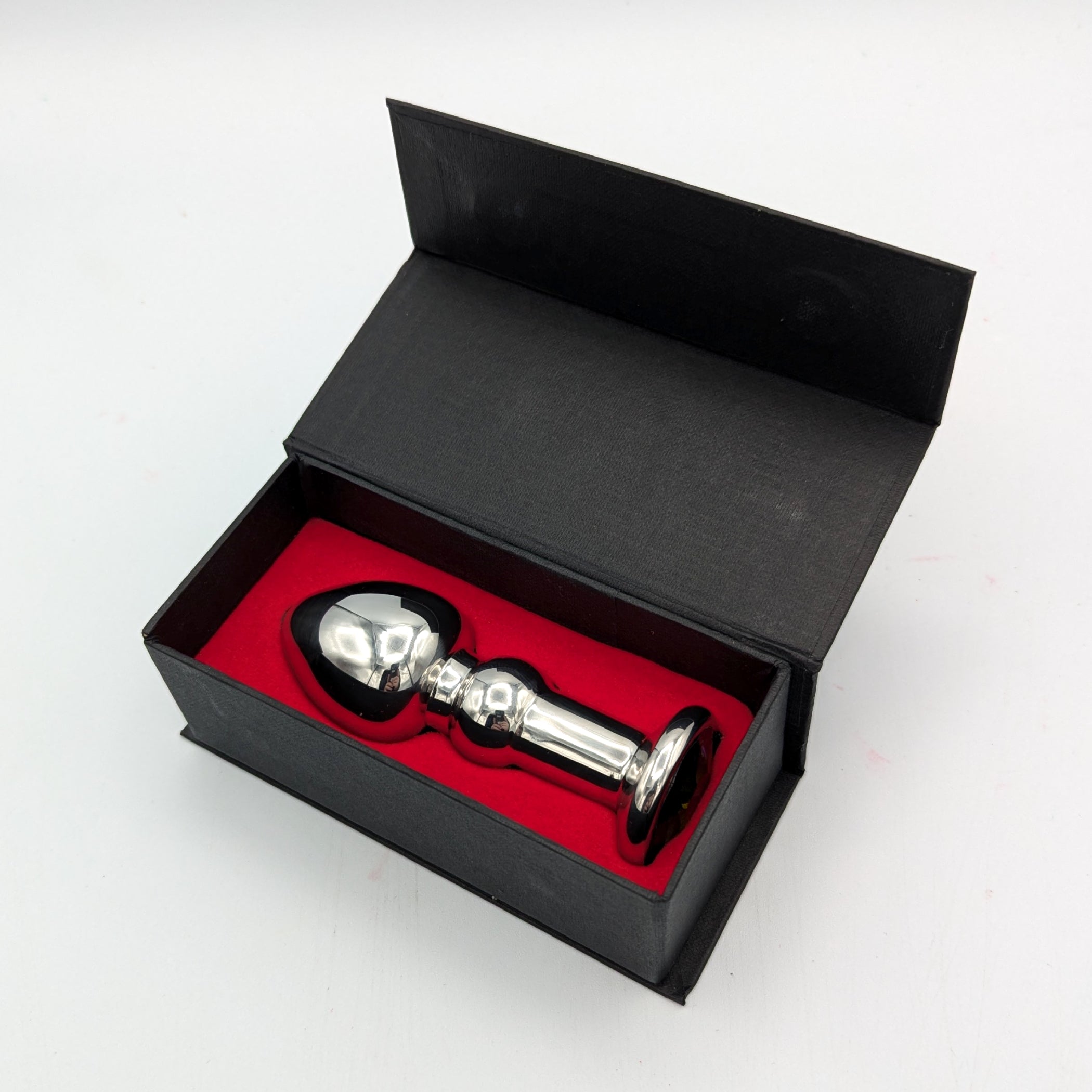 Anal Plug – Jeweled Butt Plug – Stainless Steel – Beaded Shaft