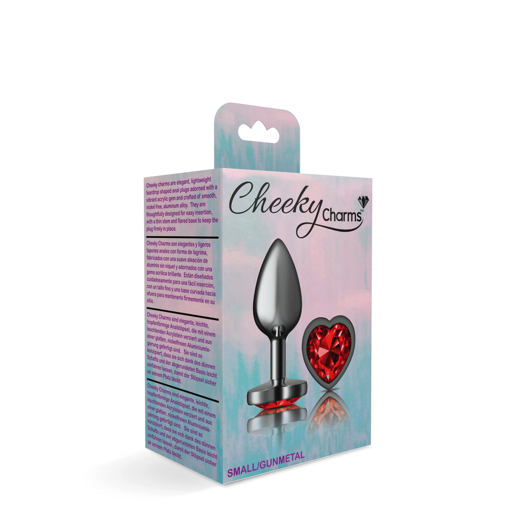 Deep Red Heart Gem Gunmetal Metal Plug - Sm